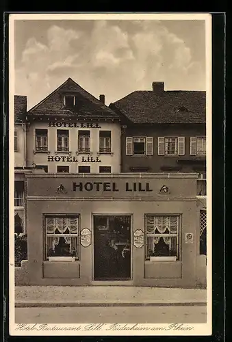 AK Rüdesheim a. Rh., Hotel-Restaurant Lill, Rheinstrasse 28
