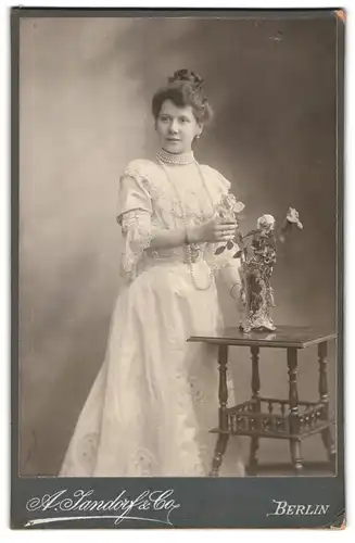 Fotografie A. Jandorf & Co., Berlin, Brunnen-Str. 19-21, Junge Dame im weissen Kleid