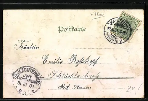 Lithographie Karlsruhe, Pyramide auf dem Marktplatz