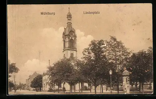 AK Mühlburg, Litfasssäule an der Kirche am Lindenplatz