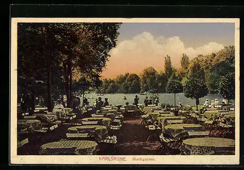 AK Karlsruhe, Stadtgarten-Festhalle am See
