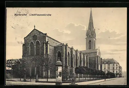 AK Karlsruhe, Blick zur Liebfrauenkirche