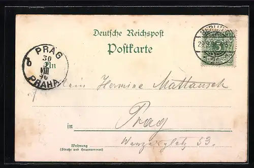 Lithographie Berlin, Reichstags-Gebäude, Kaiser Wilhelm-Gedächtniskirche