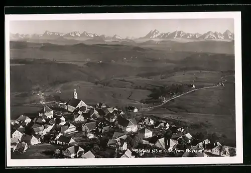 AK Görwihl, Teilansicht mit Kirche, Fliegeraufnahme