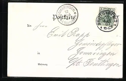 Lithographie Stuttgart, Neues Rathaus & Altes Rathaus