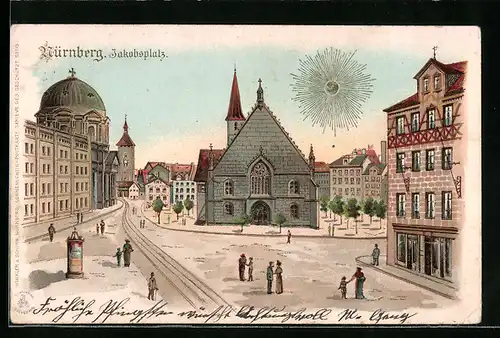 Sonnenschein-AK Nürnberg, Kirche am Jakobsplatz