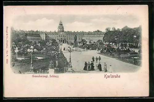 Relief-AK Karlsruhe, Grossherzogliches Schloss