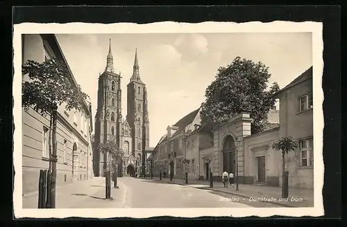 AK Breslau, Domstrasse und Dom