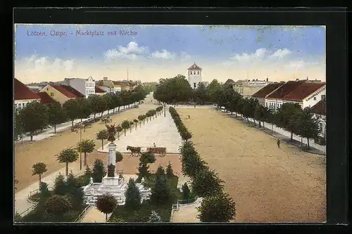 AK Lötzen, Marktplatz mit Kirche