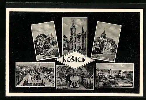 AK Kosice, Markt mit Rathaus, Kirche