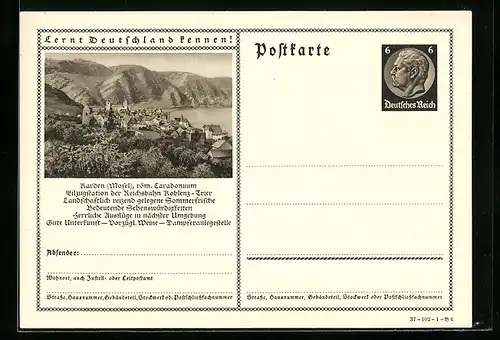 AK Karden /Mosel, Ortsansicht mit Berglandschaft Lernt Deutschland kennen