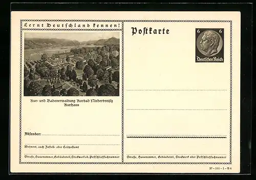 AK Bad Niederbreisig am Rhein, Kurhaus mit Kurpark aus der Vogelschau Lernt Deutschland kennen