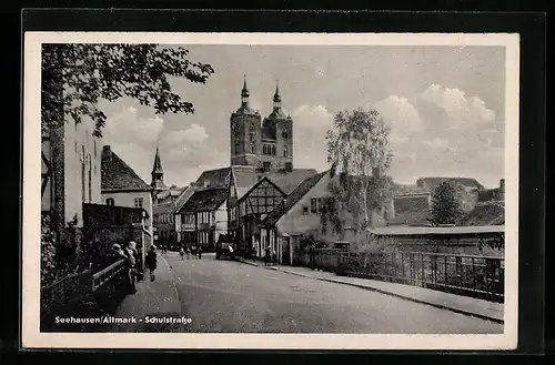 AK Seehausen /Altmark, Ortspartie in der Schulstrasse