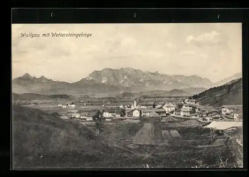 AK Wallgau, Ort mit Wettersteingebirge