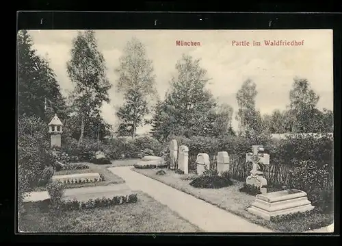 AK München-Hadern, Partie im Waldfriedhof