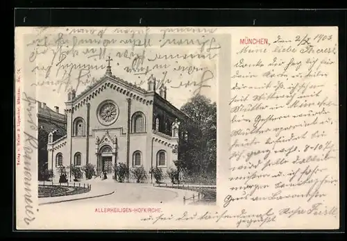 AK München, Blick auf die Allerheiligen-Hofkirche