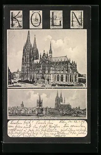 AK Köln, Totalansicht, Blick auf den Dom