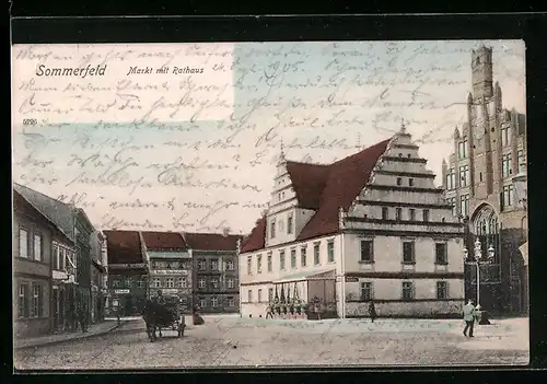 AK Sommerfeld, Markt mit Rathaus