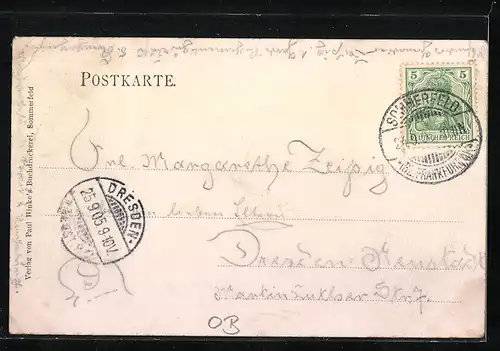 AK Sommerfeld, Markt mit Rathaus