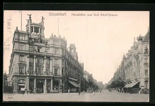 AK Düsseldorf, Hansahotel und Graf Adolf-Strasse