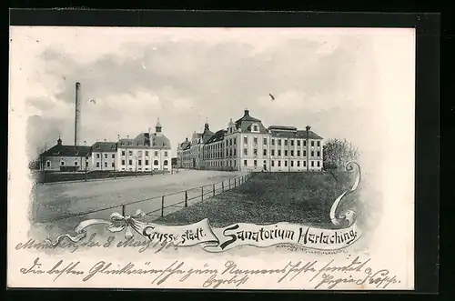 AK München-Harlaching, Blick auf das städt. Sanatorium