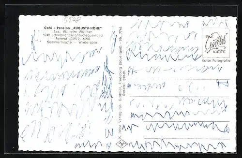 AK Schmallenberg, Cafe-Pension Augusta Höhe, Bes. Wilhelm Wüllner