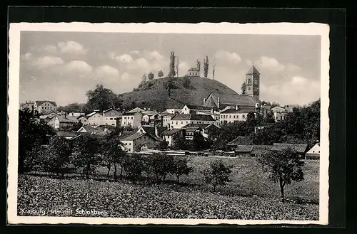 AK Kraiburg /Inn, Teilansicht mit Schlossberg
