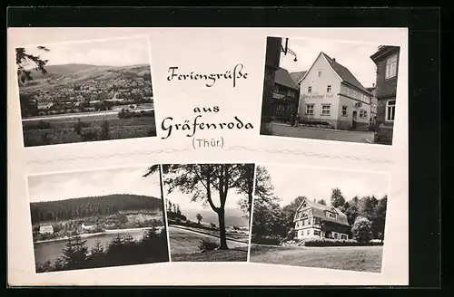 AK Gräfenroda, Gasthaus Deutscher Hof, Ortsansichten