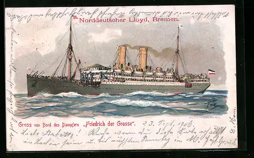 Künstler-AK Themistokles von Eckenbrecher: Dampfer Friedrich der Grosse