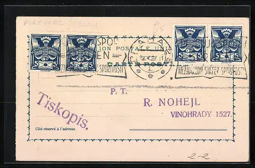 Lithographie Portugal, Briefmarken und Wappen mit Krone