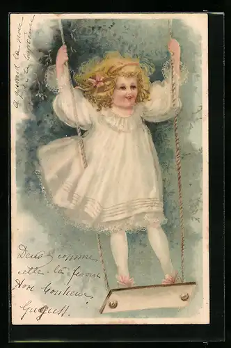 AK Kleines Mädchen auf der Schaukel