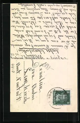 AK Mädchen mit Puppe und Blumenkorb