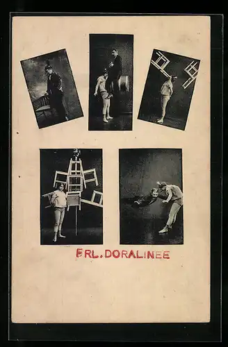 AK Akrobatin Frl. Doralinee bei verschiedenen Vorführungen