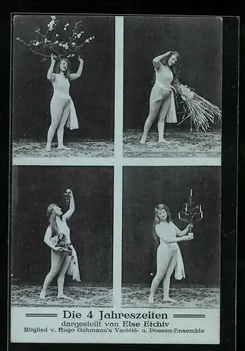 AK Die 4 Jahreszeiten, dargestellt von Else Etchiv