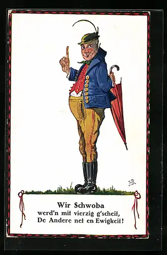 Künstler-AK Hans Boettcher: Wir Schwoba, Schwabe in Tracht