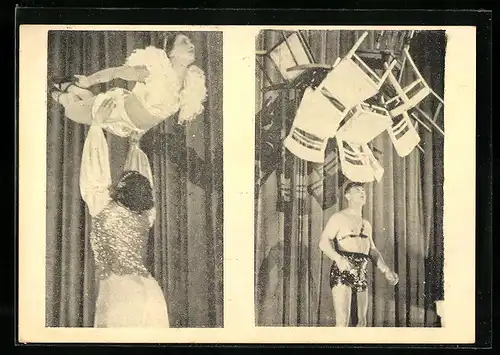 AK Akrobaten balancieren Menschen und Stühle