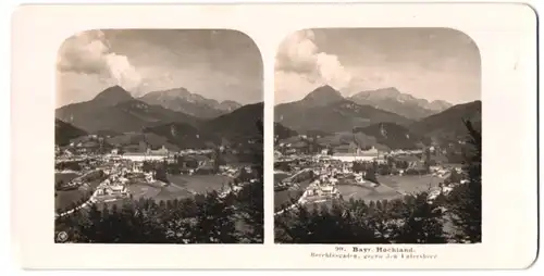 Stereo-Fotografie NPG, Berlin, Ansicht Berchtesgaden, Blick nach der stadt gegen den Untersberg