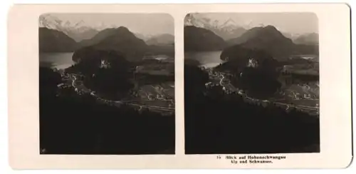 Stereo-Fotografie NPG, Berlin, Ansicht Hohenschwangau, Blick auf den Ort mit Schloss Neuschwanstein