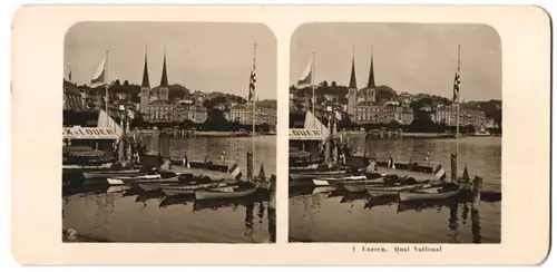 Stereo-Fotografie NPG, Berlin, Ansicht Luzern, Quai National mit Blick zum Hotel National