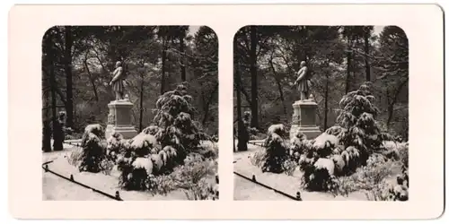 Stereo-Fotografie unbekannter Fotograf, Ansicht Berlin, das Lortzing Denkmal im grossen Tiergarten