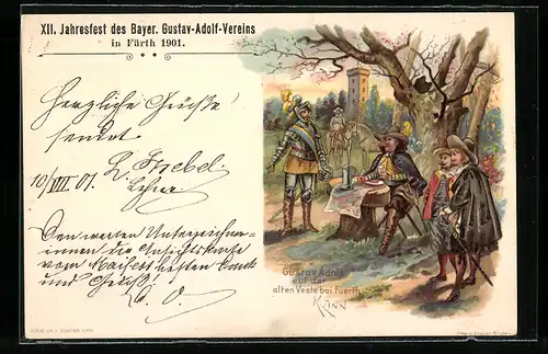 Lithographie Fürth, XII. Jahresfest des Bayer. Gustav-Adolf-Vereins 1901, Ritter und Edelmänner