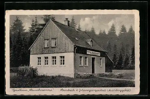 AK Steinbach b. Johanngeorgenstadt, Gasthaus Sauschwemme, Bes. Erich Reuschel