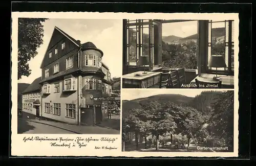 AK Manebach i. Thür. Wald, Hotel-Restaurant-Pension Zur schönen Aussicht, Bes. Kurt Walther