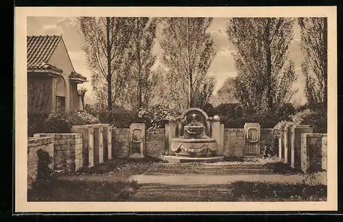 AK Halle /Saale, Gertraudenfriedhof, Brunnen am Musterfriedhof