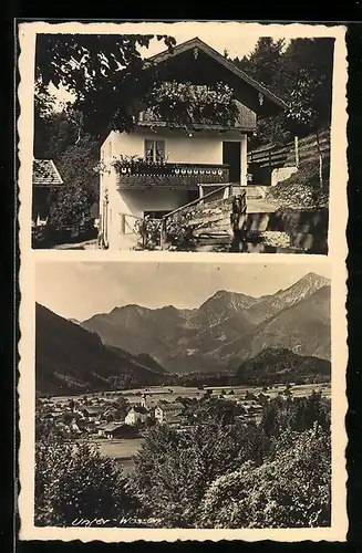 AK Unter-Wössen, Pension, Teilansicht mit Kirche