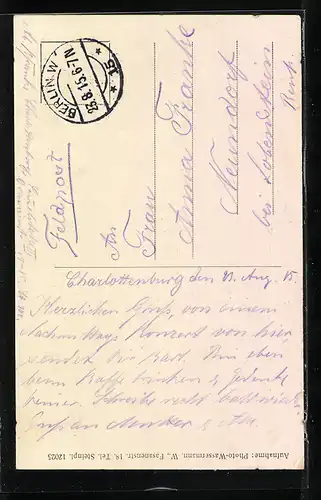 AK Berlin-Charlottenburg, Nachmittags-Kriegerheim, Knesebeckstrasse 62