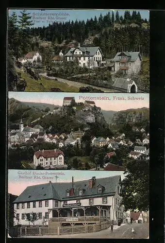 AK Pottenstein, Gasthaus Schüttersmühle, Gasthaus Distler-Pottenstein