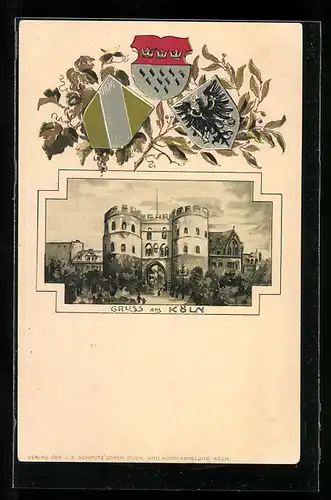 Lithographie Köln, Eigelsteiner Tor, Wappen