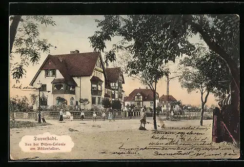 AK Darmstadt, Strasse in der Villenkolonie am Böllenfalltor