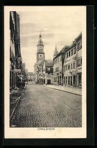 AK Crailsheim, Strassenpartie mit Geschäften